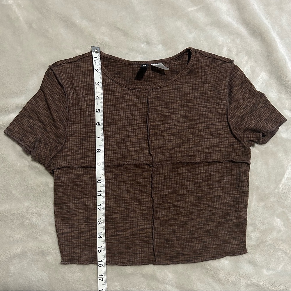 Brown Outside Seam Crop Top
